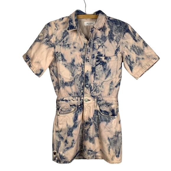 rag & bone All In One Bleached Pink Denim Mini Dress -Size S/P - Picture 1 of 7